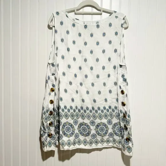 J Jill Linen Sleeveless Tunic Top Side Buttons Plus Size 2X - Picture 1 of 5